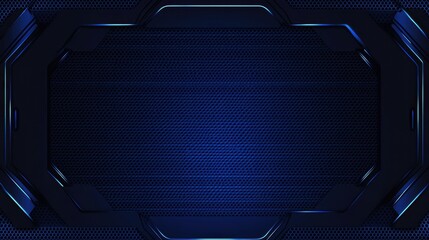 Futuristic dark blue tech background with metallic frame