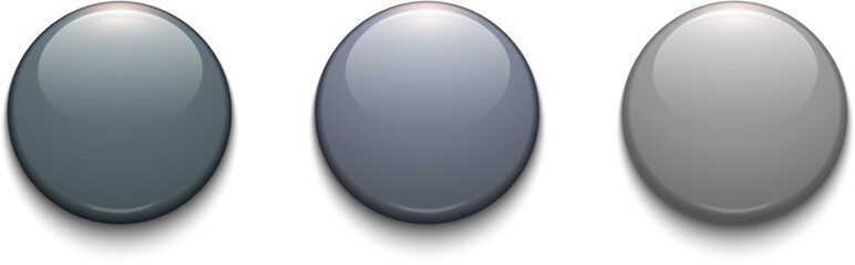 Gray shiny buttons set, 3D illustration.