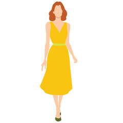 Woman wearing summer yellow outfit.