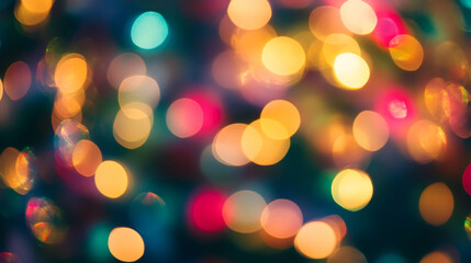 Obraz premium Festive Colorful Bokeh Lights Abstract Holiday Background Bright Sparkling Glitter Blurred Circles