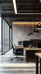 Fototapeta premium Sleek Modern Office Space with Contemporary Design Elements