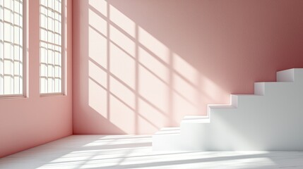 Obraz premium Minimalist room with stairs and shadows