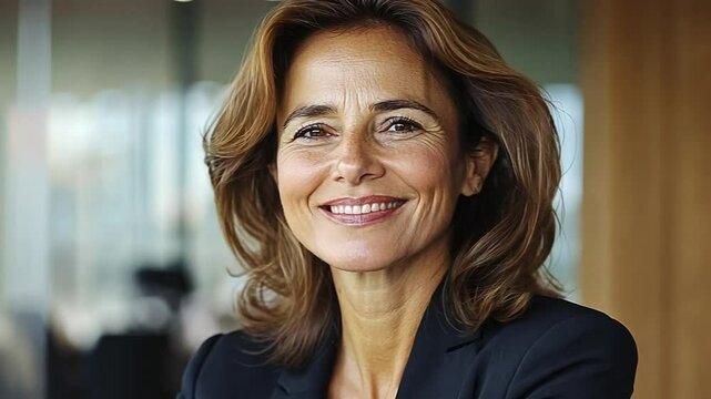Smiling Businesswoman in Modern Office