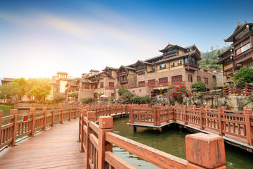 Naklejka premium Dishui Miao Town is a small town where Miao people gather, located in Pingbian County, Yunnan, China.
