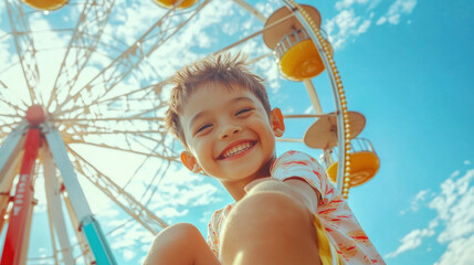 Ferris wheel Player of the fun kids with blue sky