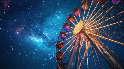 Ferris wheel on a background of the starry night sky