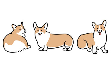 コーギーのイラストセット