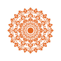 Luxury and modern orange color mandala on white background