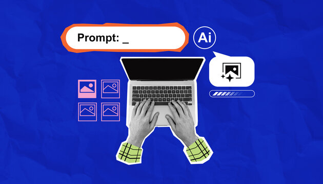 AI-powered image generation with prompt input interface.