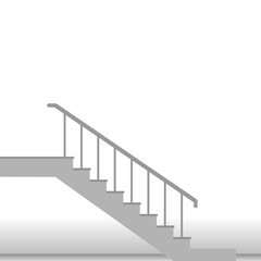 Minimalist abstract staircase design, featuring a series of floating steps forming a geometric zigzag pattern. The artwork has a monochrome color scheme with soft shadows