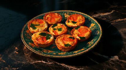 Delicious mini quiches displayed on decorative plate for gourmet presentation