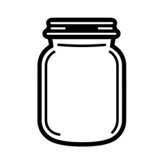 Retro style black and white mason jar illustration, perfect for vintage designs and graphic elements.