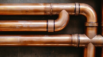 Naklejka premium Copper Pipes on Concrete Floor