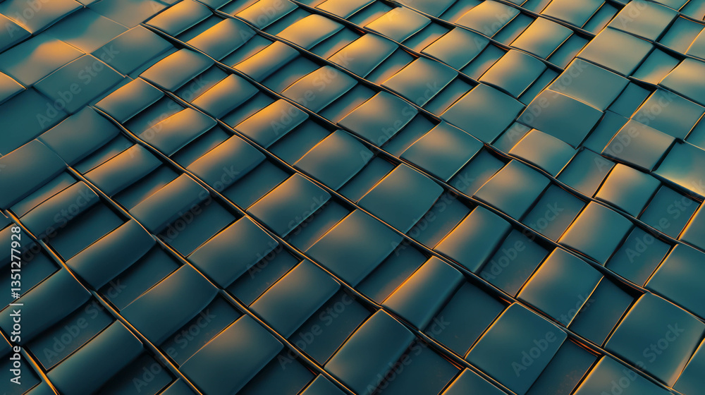 Poster abstract geometric pattern with interlocking plastic strips in warm lighting