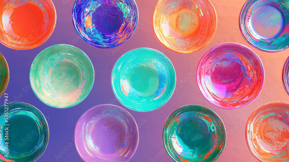 Leinwandbilder vibrant abstract bowls array on colorful gradient background for decorative design
