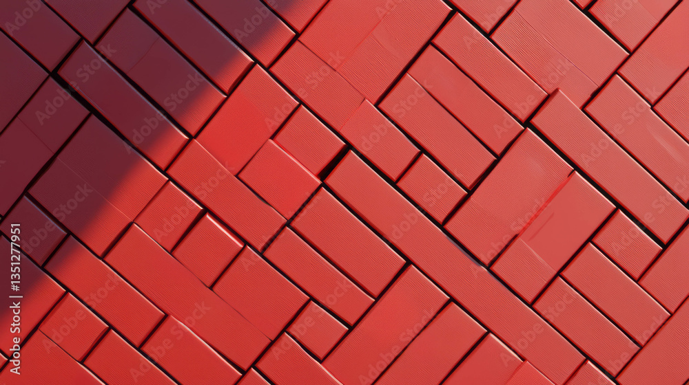Aufkleber Geometric pattern of interlocking red plastic blocks for modern design concepts