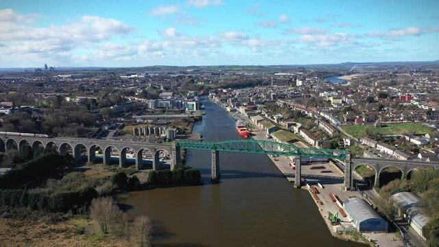 Nice Flight Over Drogheda Viaduct, Boyne River County Louth, Republic of Ireland