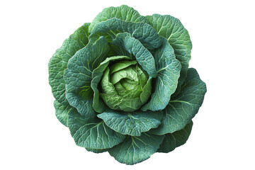 Obraz premium Whole green cabbage with vibrant outer leaves isolated on a transparent background. Fresh and organic vegetable concept, healthy food ingredient