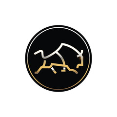 Gold premium bull concept logo vector graphic monogram icon vector template, byson logo design emblem