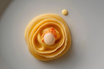 Lobster ravioli presenting culinary art in michelin star restaurant