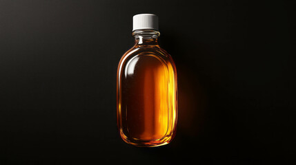 Realistic bottle of hair oil on black background for beauty and hair care design