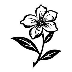 Elegant black and white floral illustration, perfect for botanical designs and decorative elements.
