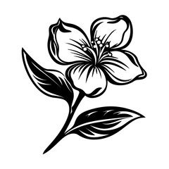 Elegant black and white floral illustration, perfect for botanical designs and decorative elements.