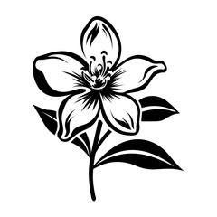 Elegant black and white floral illustration, perfect for botanical designs and decorative elements.