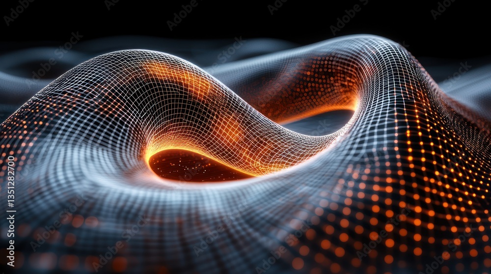 Wall mural abstract wave pattern with glowing lines and dots