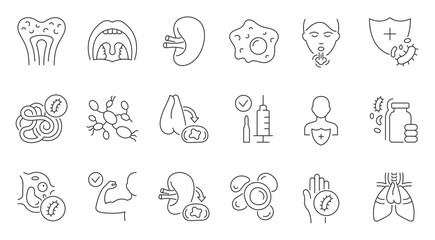  Immunity system line icon. Human immune system vector design. Virus and bacteria illustration