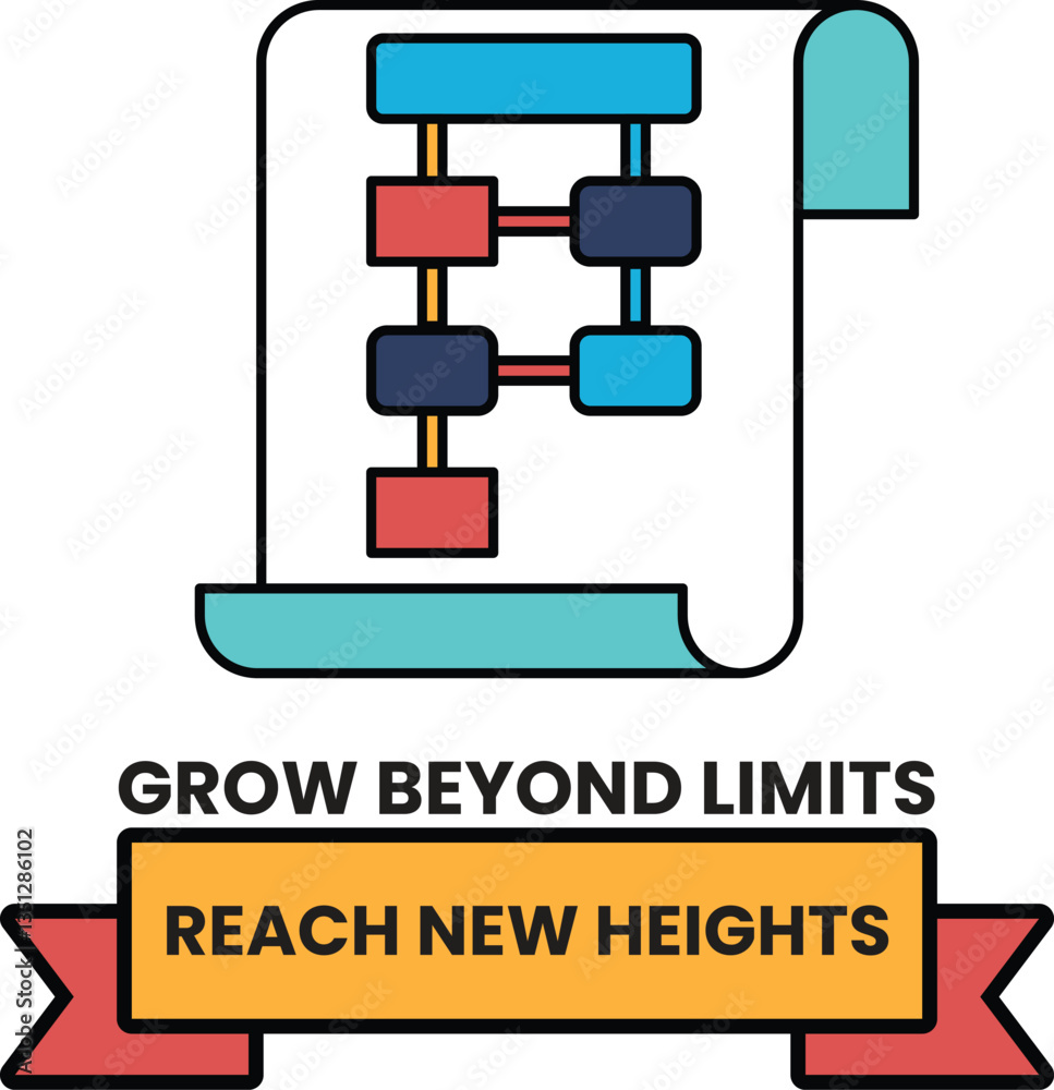 Wall mural a flow chart with a ribbon around it that says grow beyond limits