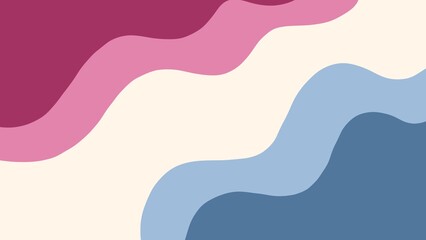 Aesthetic background of hand-drawn pastel blue and pink waves