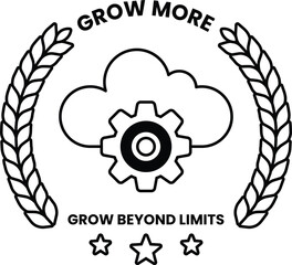 Illustration in the concept of clouds and gears in a line drawing style