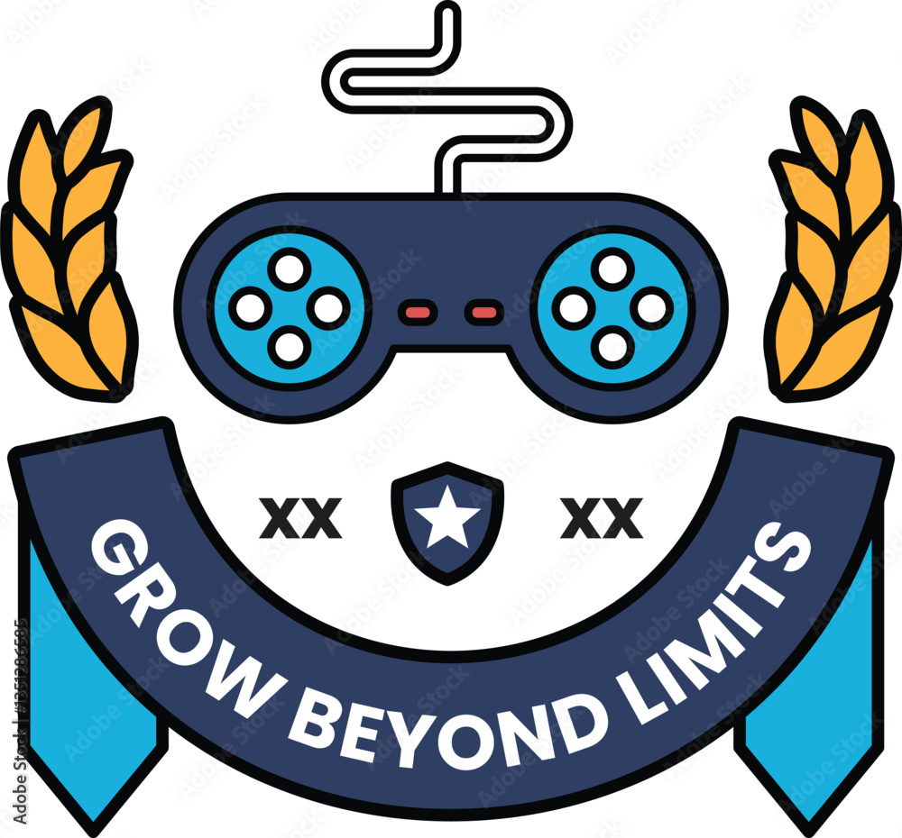 Wall mural illustration in the concept of a game controller in a line style