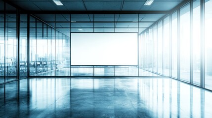 Fototapeta premium Modern empty office space with large windows