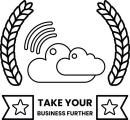 cloud with a star and the words take your business further written below it