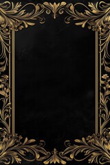 Obraz premium Floral gold accents highlight the elegant frame on black background