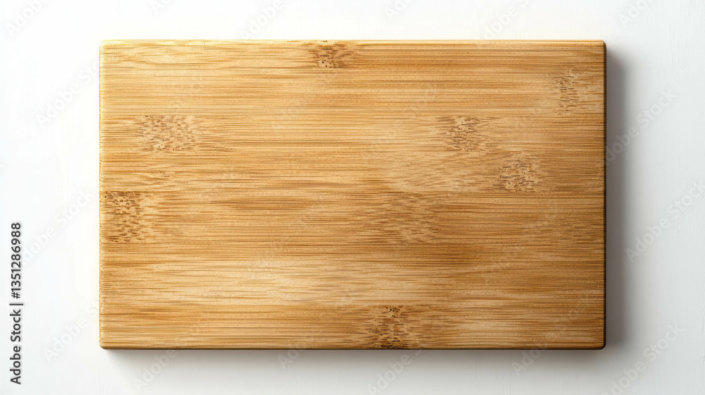 Poster realistic empty rectangular bamboo cutting board on light surface for kitchen design