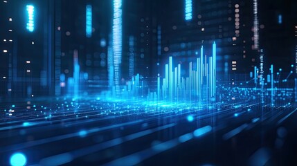 Futuristic Digital Data Visualization with Blue Light Effects