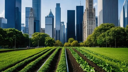 Fototapeta premium Citywide Sustainability Initiative Incorporating Green Spaces, Renewable Energy, and Community Engagement for a Greener Future