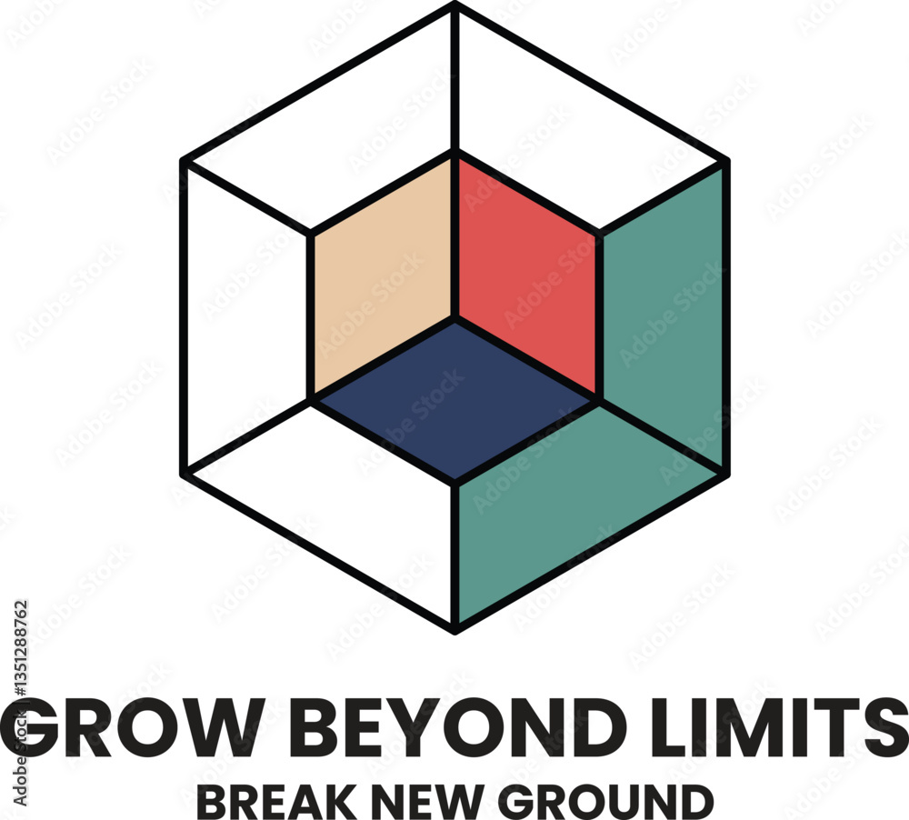 Wall mural grow beyond limits that is a cube with a background
