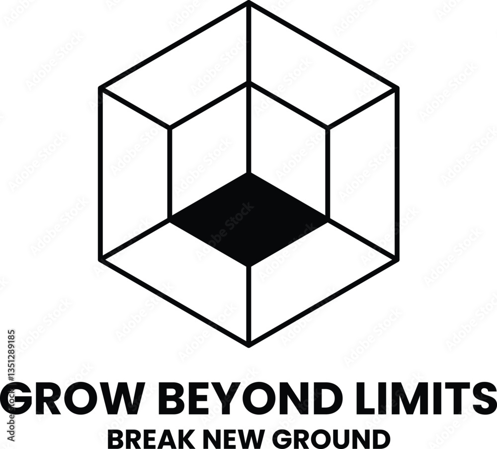 Wall mural grow beyond limits that is a cube with a background