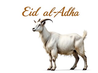 Obraz premium Eid ul Adha-Goat standing on the grass in a meadow with white background