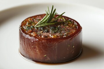 Delicious meat appetizer prepared for michelin star restaurant menu