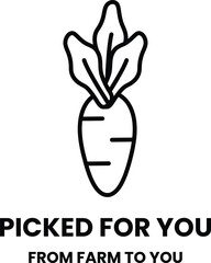 carrot is drawn in a cartoon style and is labeled picked for you