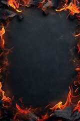 Flame-decorated border template with strong visual heat elements