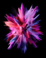 A vibrant and dynamic explosion of paint bursts forth, showcasing a kaleidoscope of colors&mdash;bright reds, blues, yellows, and greens&mdash;intermingling in a chaotic yet beautiful display.