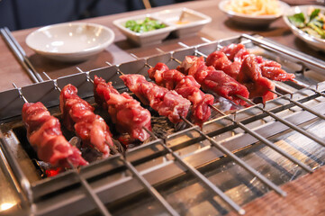 Chinese food. Grilled lamb skewers.