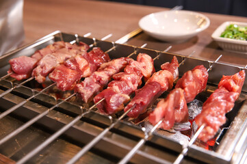 Chinese food. Grilled lamb skewers.