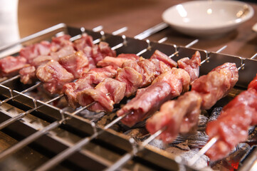 Chinese food. Grilled lamb skewers.